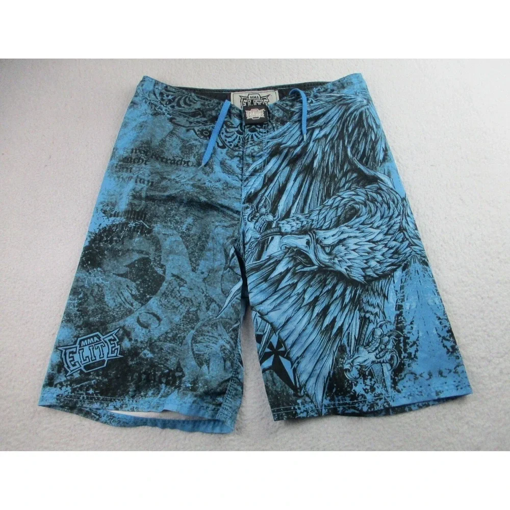 MMA Elite Eagle‎ Board Shorts Mens Medium Blue Swim Trunks Beach Surfing M